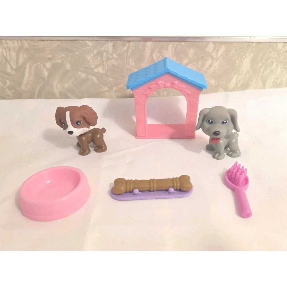 Random Puppy Toy Figure Lot Littlest Pet Shop Dog House Bone Accessories Brush